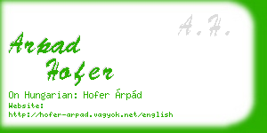 arpad hofer business card