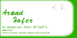 arpad hofer business card